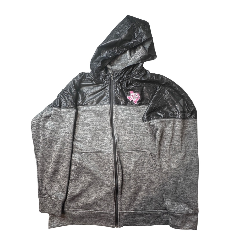 Texas A&M Aggies Adidas Hoodie Mens 2XL Grey Climawarm Full Zip Jacket A99176